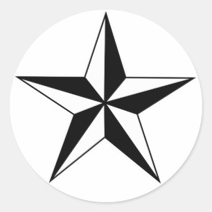 Zwart-witte Nautical Star-stickers Ronde Sticker
