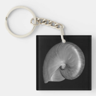 Zwart-witte Nautilus Schelp Sleutelhanger