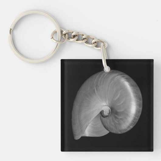 Zwart-witte Nautilus Shell Sleutelhanger (Voorkant)