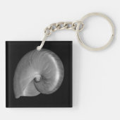 Zwart-witte Nautilus Shell Sleutelhanger (Achterkant)