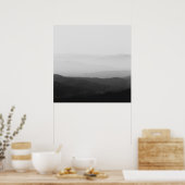 Zwart-witte nevelige horizonlijnen poster (Keuken)