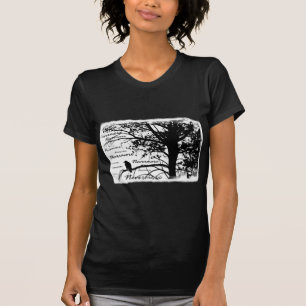 Zwart-witte nevermore Raven Silhouette Tree T-shirt