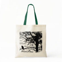 Zwart-witte nevermore Raven Silhouette Tree