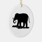 Zwart-witte olifant Silhouette Keramisch Ornament (Rechts)