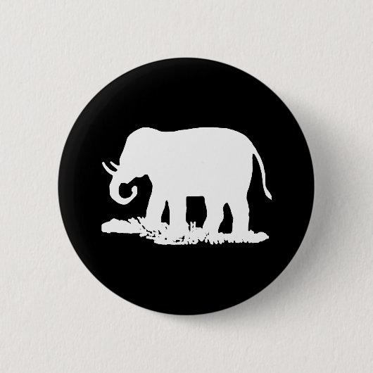 Zwart-witte olifant Silhouette Ronde Button 5,7 Cm (Voorkant)