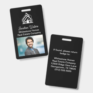 Zwart Witte Onroerend Goed Bedrijf Makelaar Foto Badge