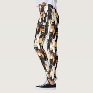 Zwart-Witte Oranje Katten Leggings