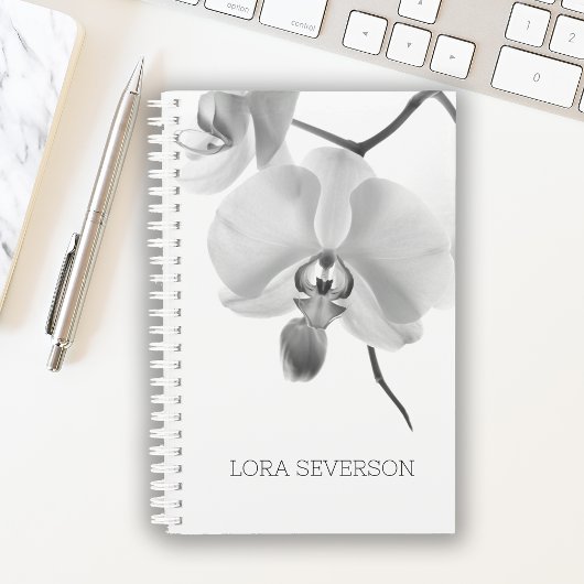 Zwart-witte orchidee bloemen planner