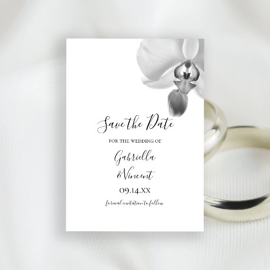 Zwart-witte orchideeën Trouwen Bewaar de datum Save The Date