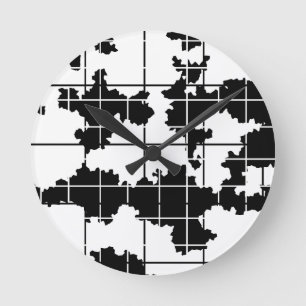 Zwart Witte Organische Abstracte Kunst Design  Ronde Klok
