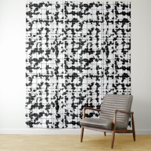 Zwart Witte Organische Abstracte Kunst Design Wandkleed