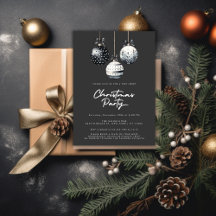 Zwart Witte Ornamenten Minimalistische Kerstparty