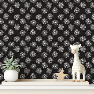 Zwart-Witte Paardenbloem Behang