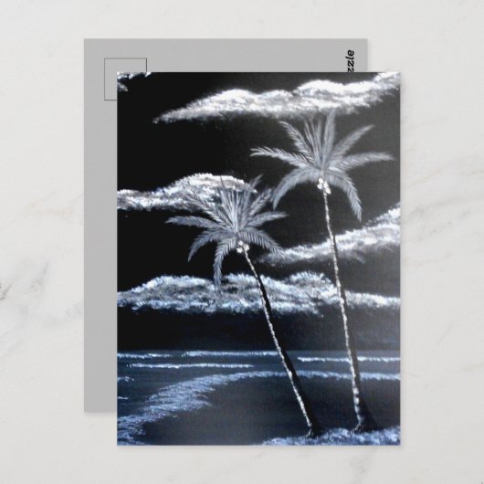 Zwart-witte palmbomen briefkaart (Voorkant / Achterkant)
