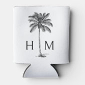 Zwart-witte palmboom Monogram Blikjeskoeler (Voorkant)