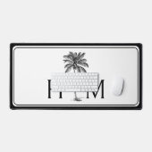 Zwart-witte palmboom Monogram Bureaumat (Keyboard & Muis)
