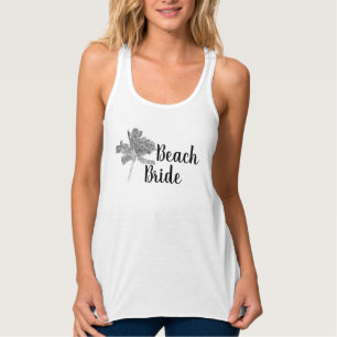 Zwart-Witte Palmboom Strand Bruid Tanktop