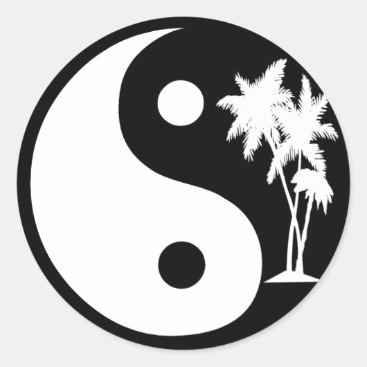 Zwart-witte palmboom Yin Yang Sticker (Voorkant)