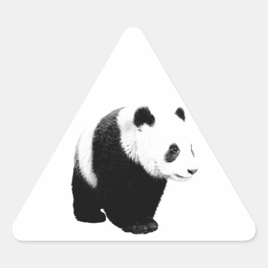 Zwart-witte Panda Driehoek Sticker (Voorkant)