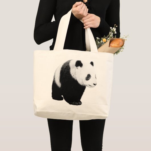 Zwart-witte Panda Grote Tote Bag (Voorkant (product))