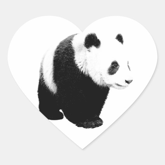 Zwart-witte Panda Hart Sticker (Voorkant)