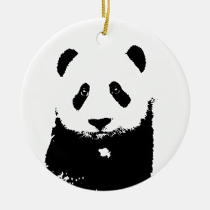 Zwart-witte Panda Keramisch Ornament