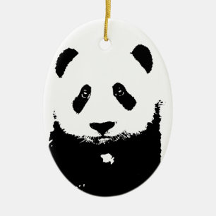 Zwart-witte Panda Keramisch Ornament