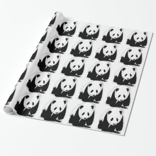 Zwart & Witte Panda Kerstcadeau Inpakpapier