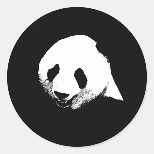 Zwart-witte Panda Ronde Sticker (Voorkant)
