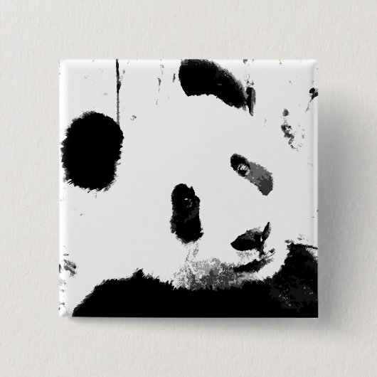 Zwart-witte Panda Vierkante Button 5,1 Cm (Voorkant)