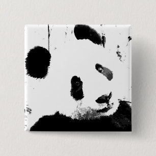 Zwart-witte Panda Vierkante Button 5,1 Cm