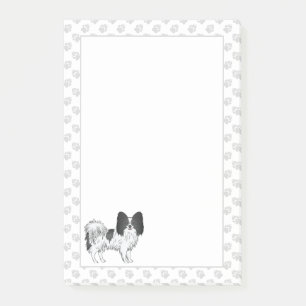 Zwart-Witte Papillon Cartoon Hond Met Pootjes Post-it® Notes