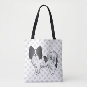 Zwart-witte Papillon Cartoonhond Met Pootjes Draagtas