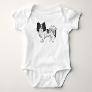 Zwart-Witte Papillon Gelukkig Tekenfilm Hond Romper