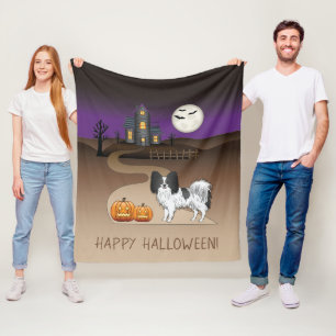 Zwart-Witte Papillon & Halloween Spokenhuis Fleece Deken