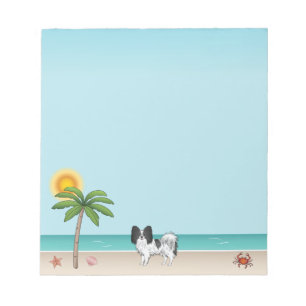 Zwart-Witte Papillon Hond Tropisch Zomerstrand Notitieblok
