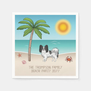 Zwart-Witte Papillon Hond Tropisch Zomerstrand Servet