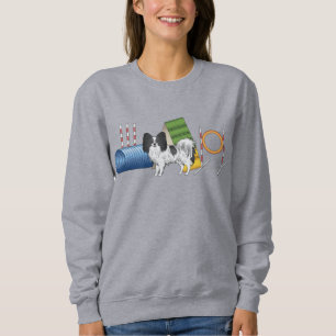 Zwart-Witte Papillon Met Agilityapparatuur Trui