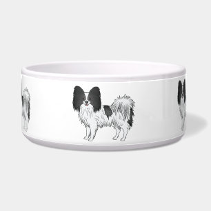 Zwart-witte Papillon Mooie Cartoon Honden Voerbakje