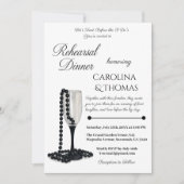 Zwart Witte Parel Champagne Oefenavondeten Kaart (Voorkant)