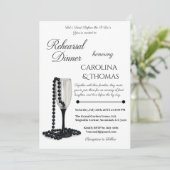 Zwart Witte Parel Champagnetentoonspreidingsdiner Kaart (Staand voorkant)