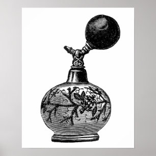 Zwart-witte parfumeillustratie poster