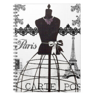 Zwart Witte Paris Mode Mannequin Notitieboek