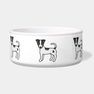 Zwart-Witte Parson Russell Terrier Met Gladde Vach Voerbakje