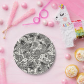 Zwart-witte pastei papieren bordje (Feest)