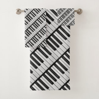 Zwart-witte pianotoetsen bad handdoek