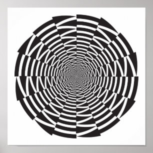 Zwart-witte pijl Vortex optische illusie Poster