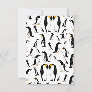 Zwart-witte pinguïn Patroon Notitiekaartje