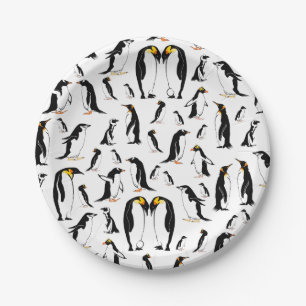 Zwart-witte pinguïn Patroon Papieren Bordje