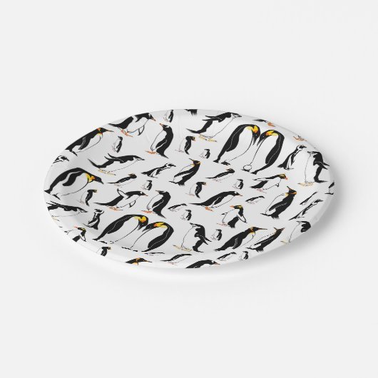 Zwart-witte pinguïn Patroon Papieren Bordje (Gekanteld)